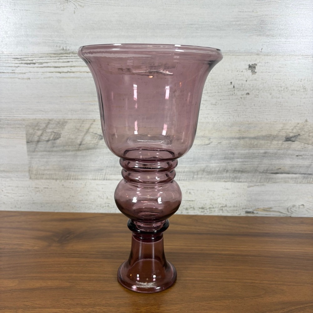 Morgantown Amethyst Crystal Glass Pedestal Flower Vase‎ Vintage 10" x 5"